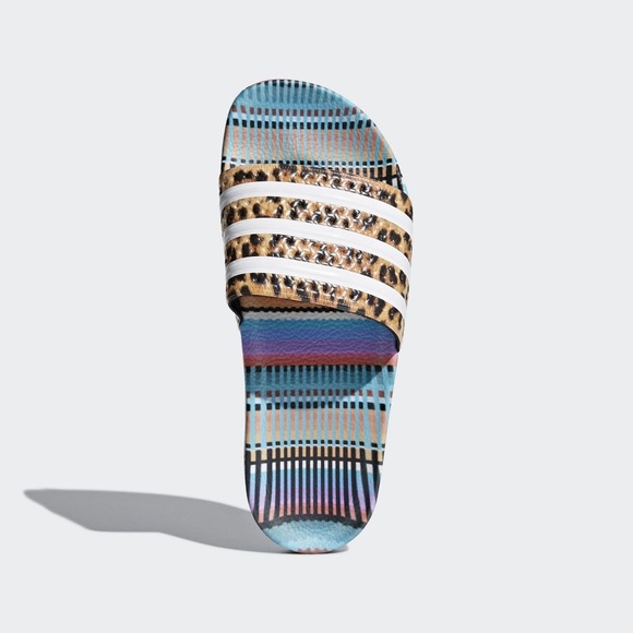 leopard print adidas slides